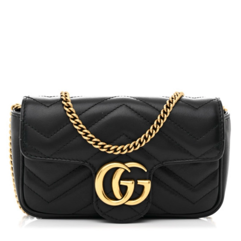 Mini Gucci Black Quilted Crossbody Bag with Gold Chain
